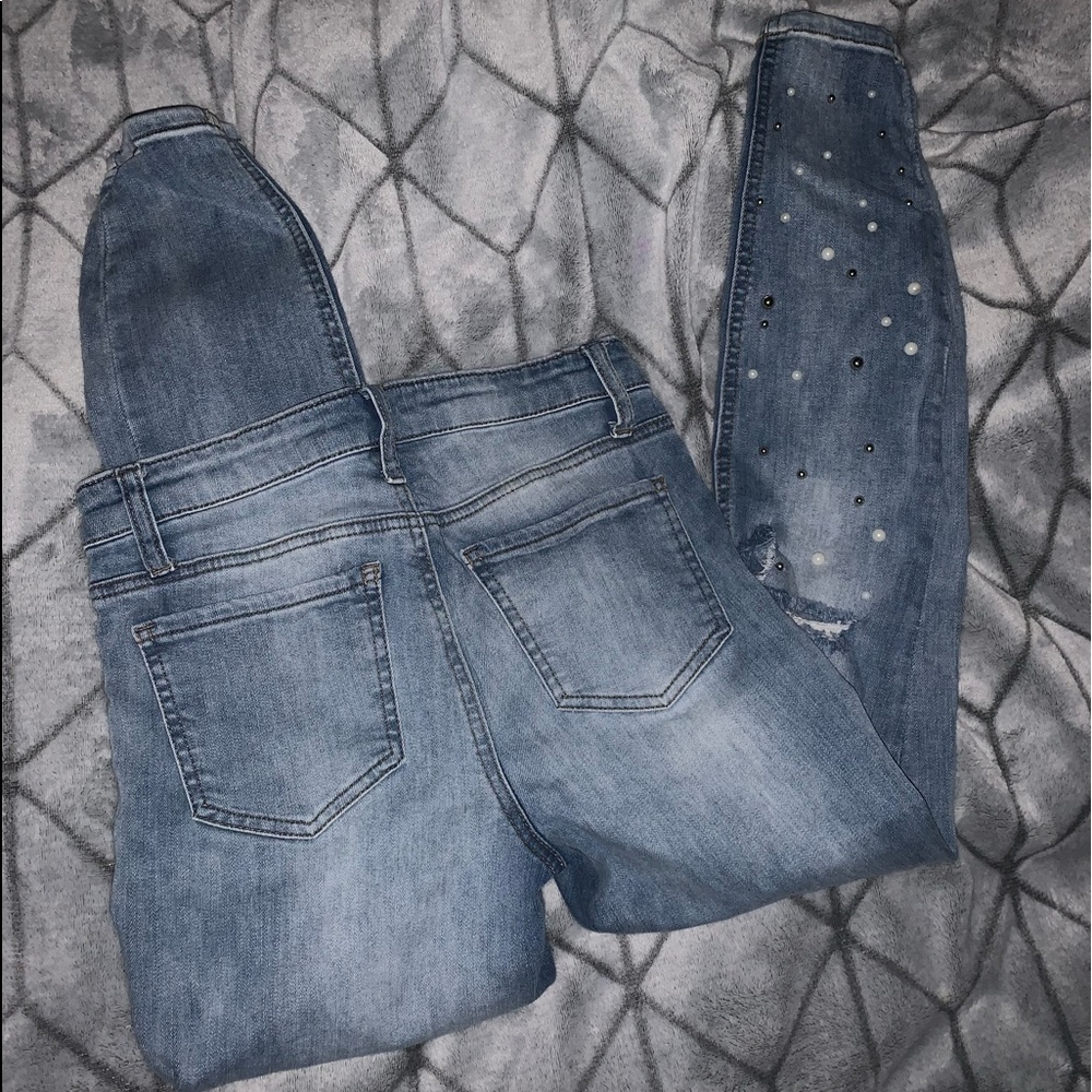 Hippie Laundry beaded skinny jeans.